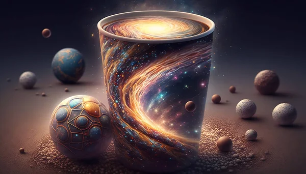 Weltraumkaffee Auf Dunklem Hintergrund — Stockfoto