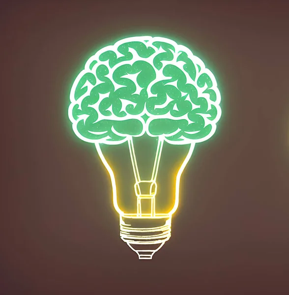 電球や脳の形での心の概念 — ストック写真