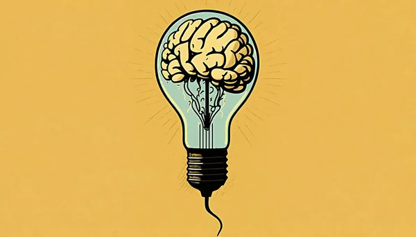 stock image The concept of the mind in the form of a light bulb and brain