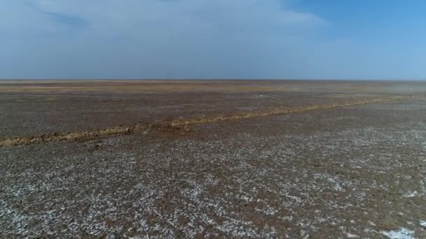 Landschap Van Enge Uitgestrekte Moerasvlakte Bijzondere Woestijn Vliegen Met Een — Stockvideo