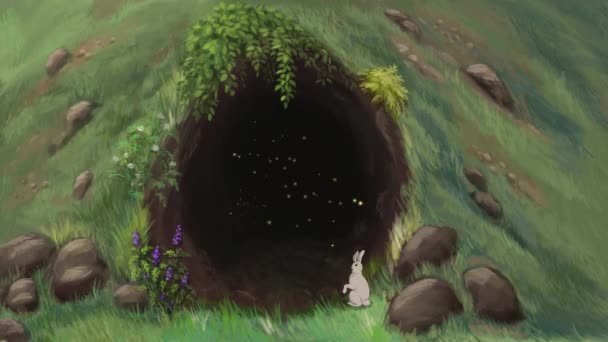 Uma Caverna Maravilhosa Com Vermes Por Dentro Uma Lebre Animação — Vídeo de Stock
