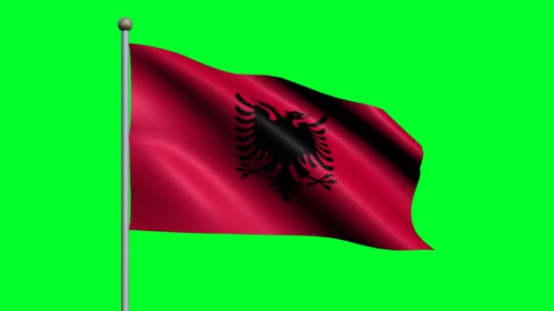 Vlajka Albánské Země Animovaný Příznak Vlnění — Stock video