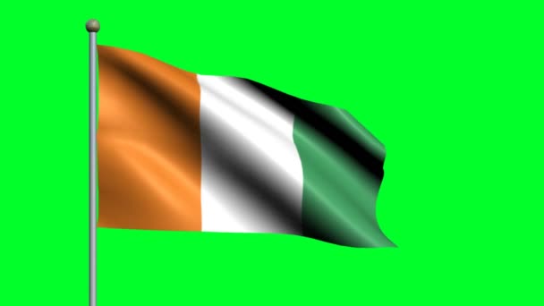 Flagge Des Landes Der Elfenbeinküste Schwenkt Animierte Flagge — Stockvideo