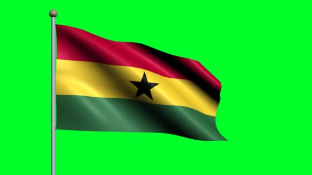 Vlag Van Ghana Land Zwaaien Geanimeerde Vlag — Stockvideo