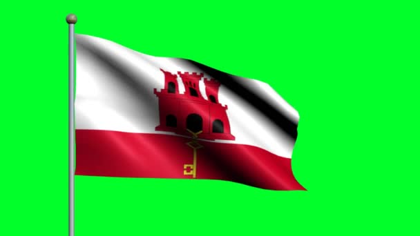 Vlag Van Gibraltar Land Zwaaien Geanimeerde Vlag — Stockvideo
