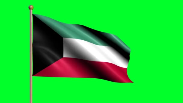Bandera Kuwait País Bandera Animada Ondeando — Vídeos de Stock