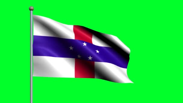 Bandera Las Antillas Holandesas País Bandera Animada Ondeando — Vídeos de Stock
