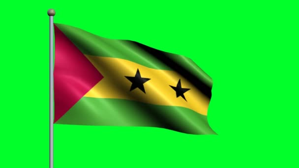Bandera Santo Tomé Príncipe Bandera Animada Ondeando — Vídeos de Stock