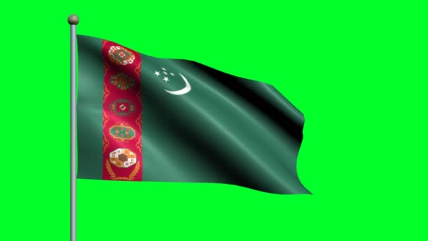 Flag Turkmenistan Country Waving Animated Flag — Stock Video
