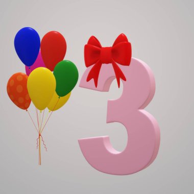 Balonlu sekiz numara, parti konsepti. 3d oluşturma