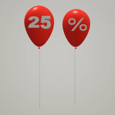 3d kırmızı balonu metin ile hazırlıyor