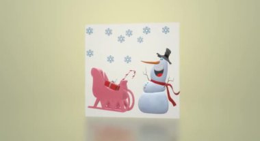 Beyaz arkaplanlı bir Noel tebrik kartının 3 boyutlu hali