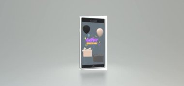 Ekranda boş ekranlı akıllı telefonun 3 boyutlu görüntülemesi, 3 boyutlu illüstrasyon