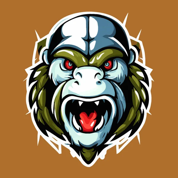 Goril kafalı maskot. Spor takımı için goril baş maskotunun vektör çizimi