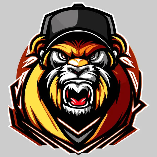 Aslan esport maskot logosu tasarımı. Maskot şablon vektörü