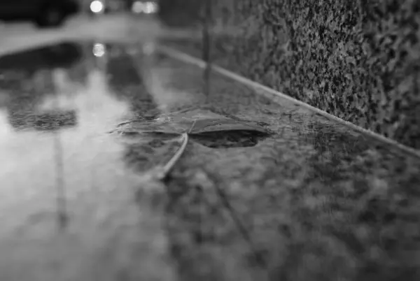 Pencereye yağmur damlaları. ıslak gri yüzey