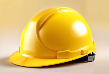 Düz beyaz arka planda beyaz inşaat kaskı