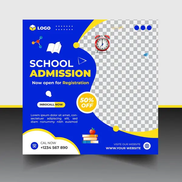 Modern Okul giriş sosyal medya post & web pankartı şablonu. Okul vektör ilüstrasyonuna geri dön. 
