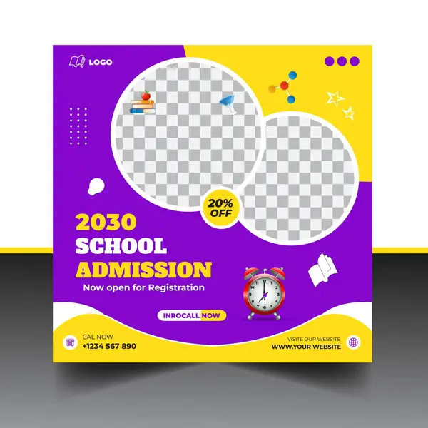 Modern Okul giriş sosyal medya post & web pankartı şablonu. Okul vektör ilüstrasyonuna geri dön. 