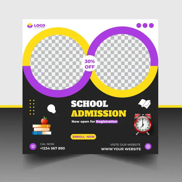 Modern Okul giriş sosyal medya post & web pankartı şablonu. Okul vektör ilüstrasyonuna geri dön. 