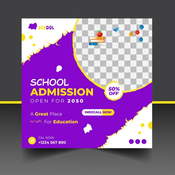 Modern Okul giriş sosyal medya post & web pankartı şablonu. Okul vektör ilüstrasyonuna geri dön. 
