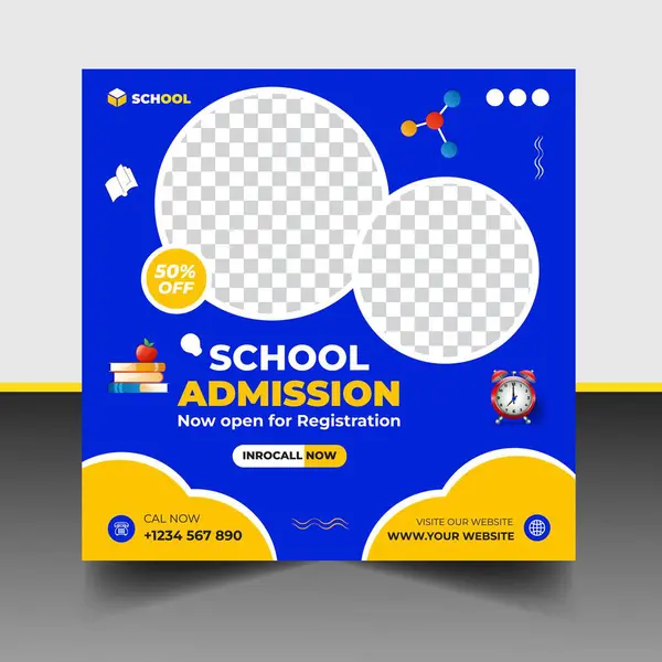 Modern Okul giriş sosyal medya post & web pankartı şablonu. Okul vektör ilüstrasyonuna geri dön. 