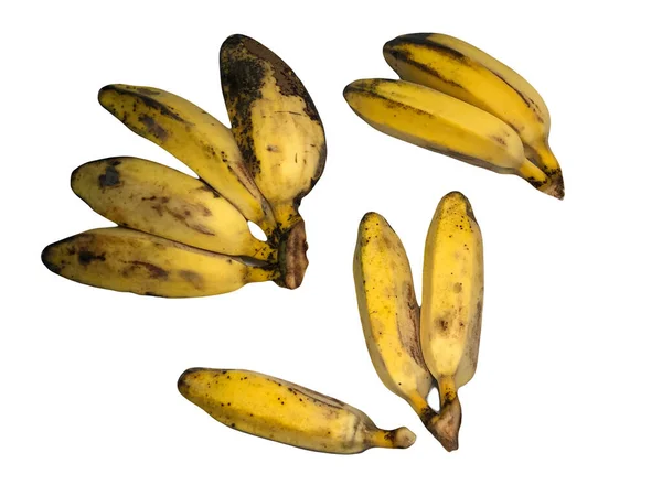 インドネシアで有名な熟したバナナは 白い背景に隔離された 黄色のケポックバナナまたはピザンケポック と呼ばれます — ストック写真