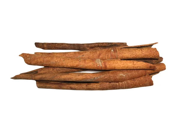 Cinnamon Sticks Isolated White Background Closeup Canella Spice Aromatic Condiment — Stock Photo, Image