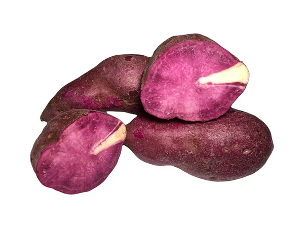 Purpurowy Słodki Ziemniak Białym Tle — Zdjęcie stockowe