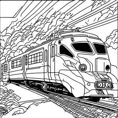 Vector Line sanat treni hareket halinde. Tren Çizgisi Çizim Sanatı.