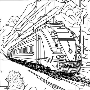 Vector Line sanat treni hareket halinde. Tren Çizgisi Çizim Sanatı.