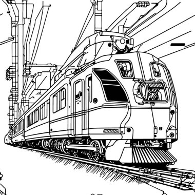 Vector Line sanat treni hareket halinde. Tren Çizgisi Çizim Sanatı.