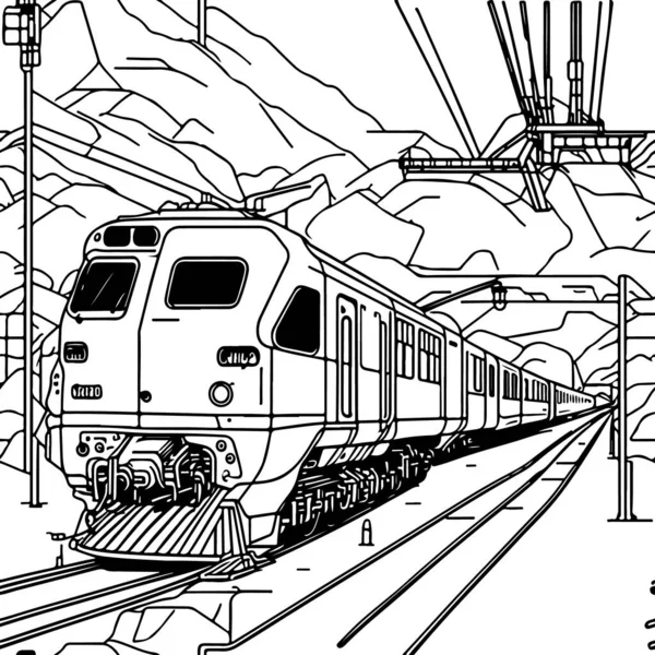 矢量线艺术列车开动中 列车运行线画剪贴艺术 — 图库矢量图片