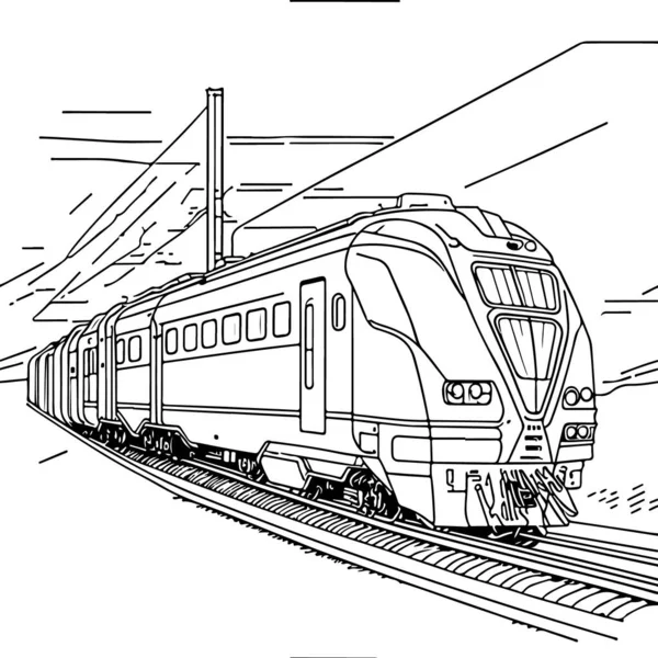 Treno Vettoriale Movimento Linea Ferroviaria Disegno Clip Art — Vettoriale Stock