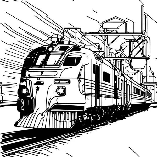 矢量线艺术列车开动中 列车运行线画剪贴艺术 — 图库矢量图片