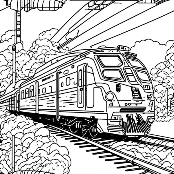Vector Line Art Train Motion Train Line Drawing Clip Art — Stock Vector