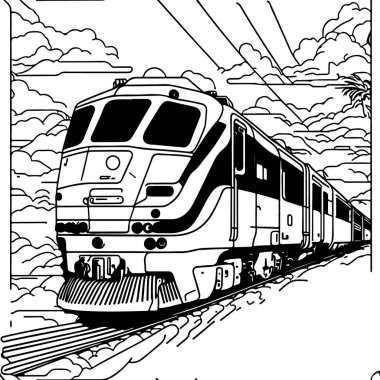 Vector Line sanat treni hareket halinde. Tren Çizgisi Çizim Sanatı.