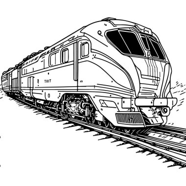 Vector Line sanat treni hareket halinde. Tren Çizgisi Çizim Sanatı.