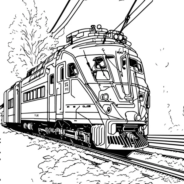 Τρένο Vector Line Art Κίνηση Τέχνη Κλιπ Σχεδίασης Γραμμής Τρένου — Διανυσματικό Αρχείο