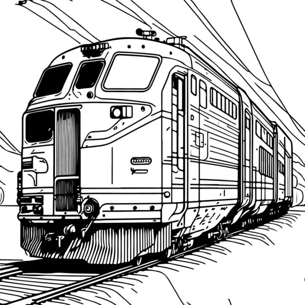 Jalur Vektor Kereta Seni Bergerak Seni Gambar Garis Kereta Api - Stok Vektor