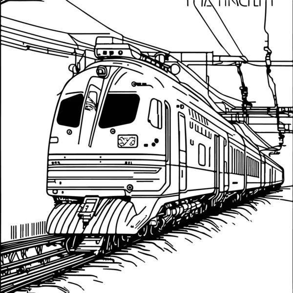Vector Line Art Train Bewegung Train Line Zeichnung Clip Art — Stockvektor