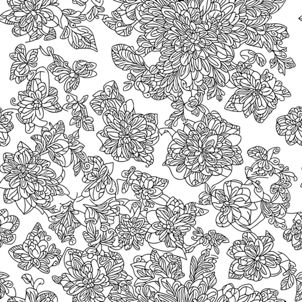 花のシームレスなパターン 図の花の線のパターンの背景 平抽象的な花のラインパターン ストレートストライプテクスチャの背景 線のパターンベクトル図背景 — ストックベクタ