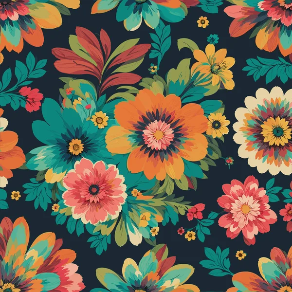 Fundo Impressão Floral Colorido Plano Abstrato Colorido Flor Pint Padrão — Vetor de Stock