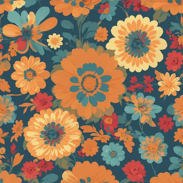 Kleurrijke Bloemenprint Achtergrond Platte Abstracte Kleurrijke Bloem Pint Patroon Naadloos — Stockvector