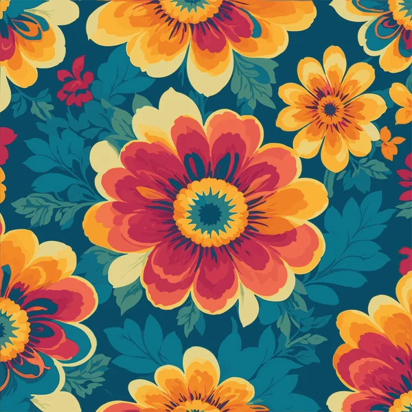 Fond Imprimé Floral Coloré Modèle Plat Abstrait Coloré Pinte Fleur — Image vectorielle