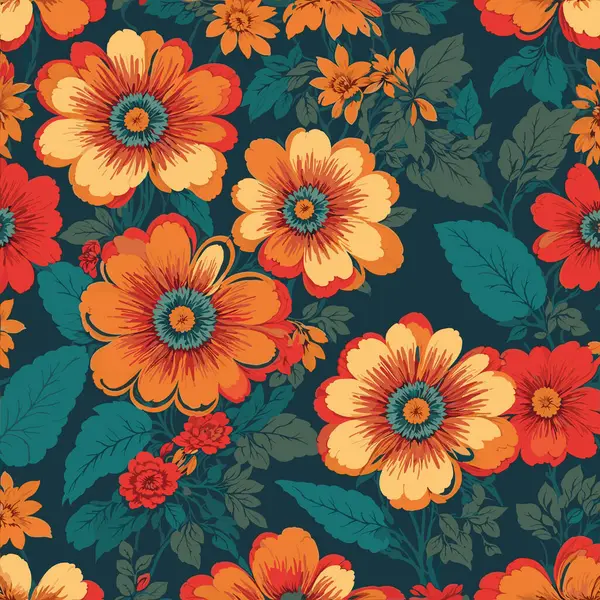 Fundo Impressão Floral Colorido Padrão Floral Sem Costura Com Padrão — Vetor de Stock