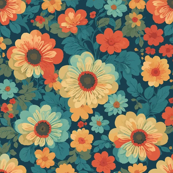 Πολύχρωμο Φόντο Floral Εκτύπωσης Απρόσκοπτη Floral Μοτίβο Φωτεινό Μοτίβο — Διανυσματικό Αρχείο