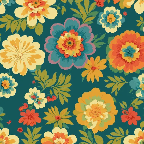 Fundo Impressão Floral Colorido Padrão Floral Sem Costura Com Padrão — Vetor de Stock