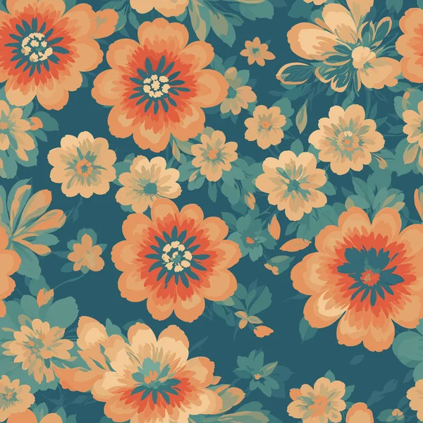 Bunte Blumendruck Hintergrund Nahtloses Blumenmuster Mit Hellem Muster — Stockvektor