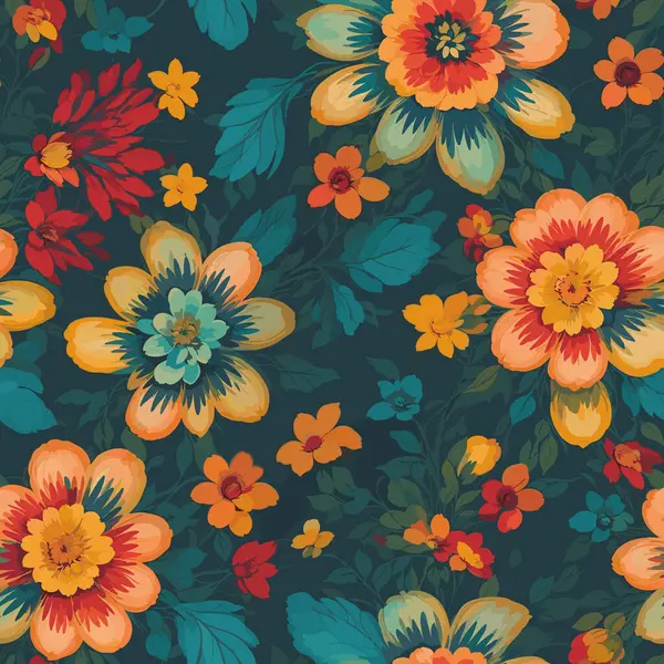Fondo Colorido Estampado Floral Patrón Plano Abstracto Colorido Flor Pinta — Vector de stock